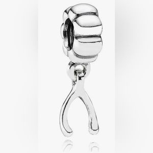 PANDORA SILVER WISHBONE DANGLE CHARM BRAND NEW #790998